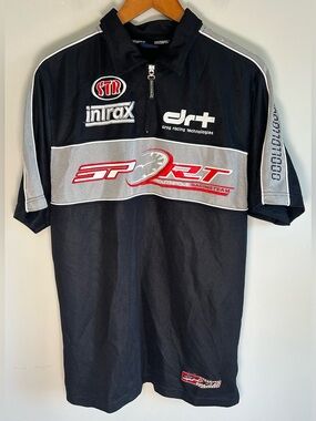 Vintage Y2K SouthPole Sport Drag Racing Team Mesh Polo Shirt Size S Oversized